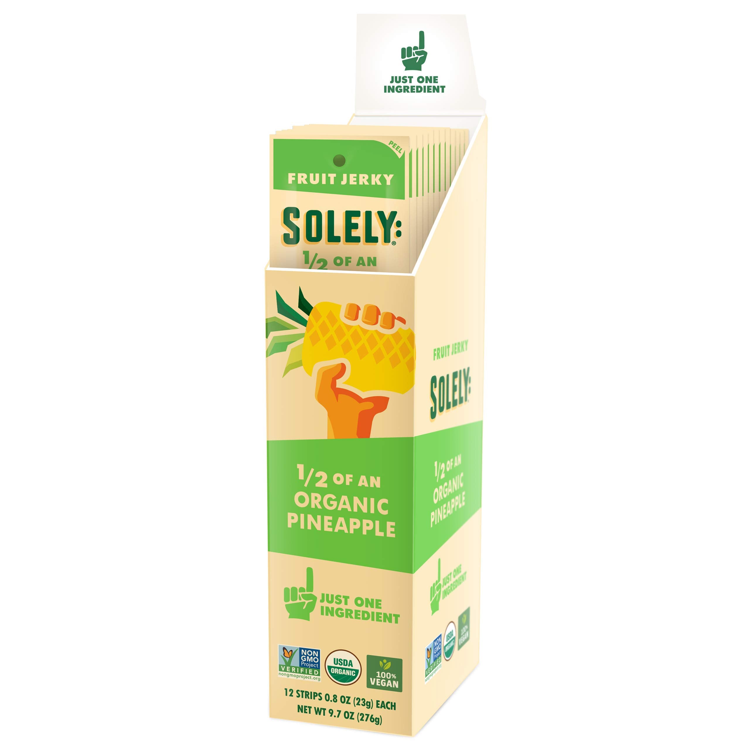 SOLELY Organic Pineapple Fruit Jerky, 12 Strips | One Ingredient | Vegan | Non-GMO | Gluten-Free | No Sugar Added (7743805554926)